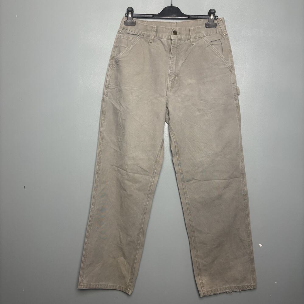 Carhartt Work Pants Dungaree Trouser Faded Tag Crew B11 Grayish Tan Light 32 Fit